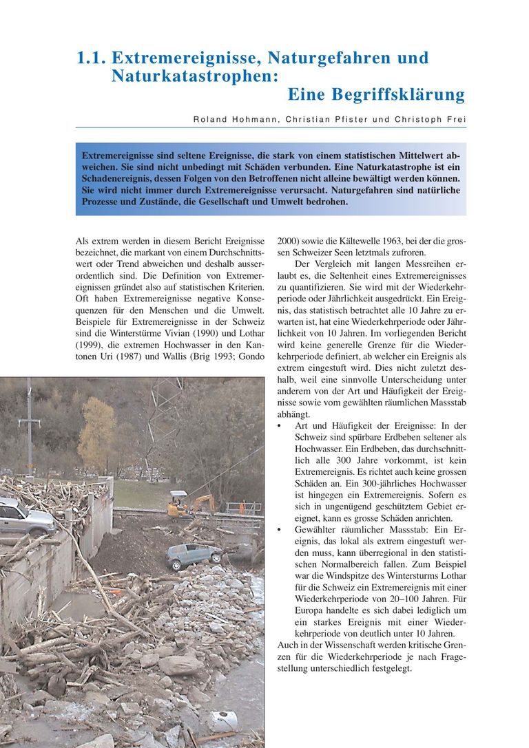 Kapitel aus OcCC-Bericht: Extremereignisse, Naturgefahren und Naturkatastrophen: Eine Begriffsklärung