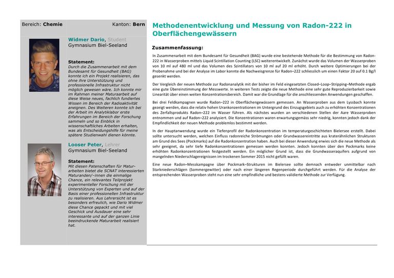 Methodenentwicklung und Messung von Radon-222 in Oberflächengewässern