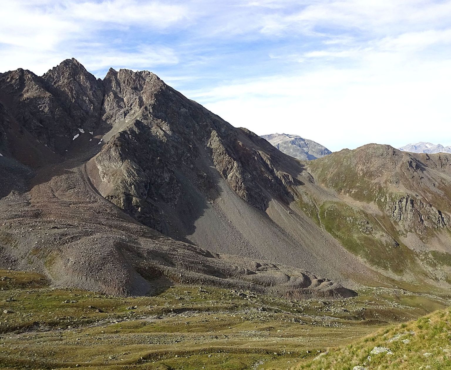 Blick auf den Muragl Blockgletscher im Val Muragl bei Pontresina