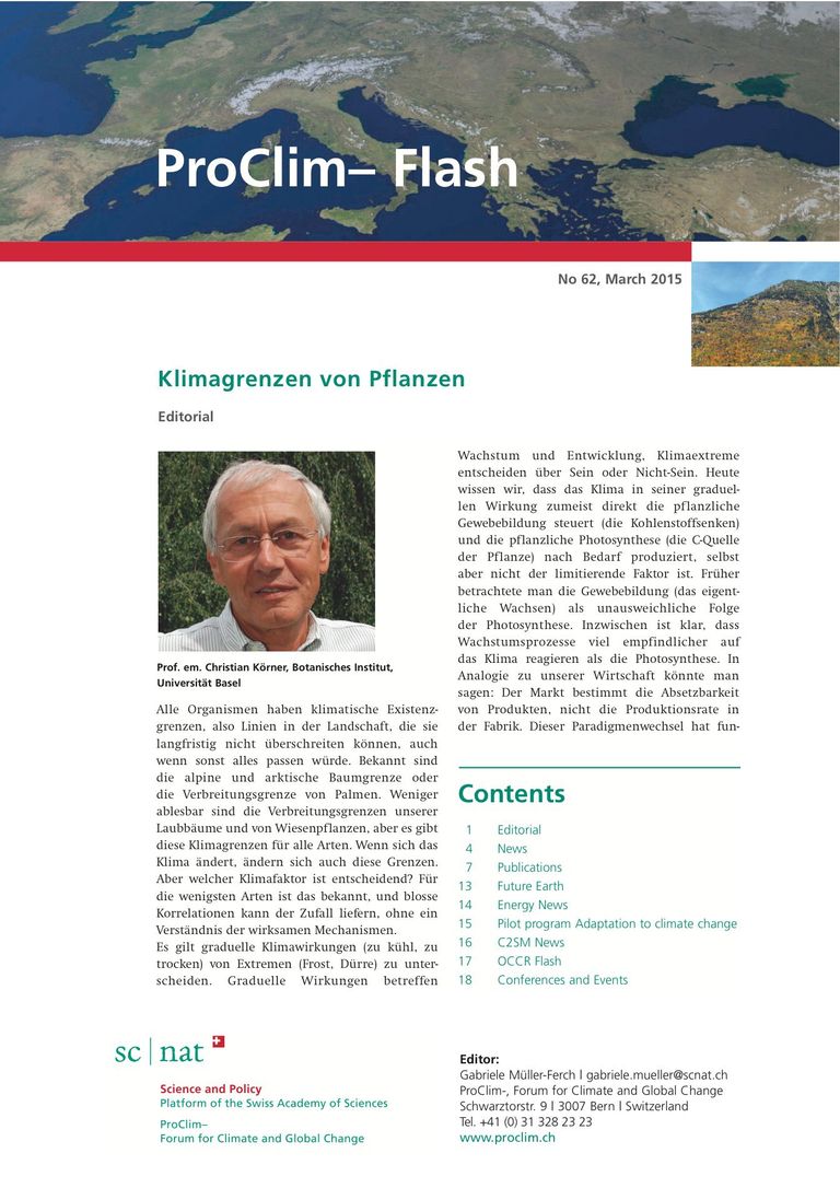 entire publication: ProClim- Flash 62 / Edito Christian Körner