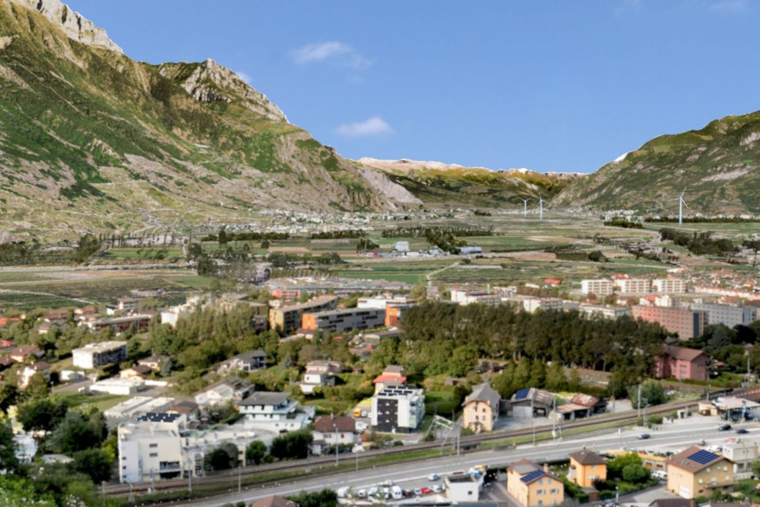 Visualisations de paysages en 3D dans le cadre du projet Energyscape avec beaucoup ou peu d'infrastructures énergétiques. Visualisations de paysages en 3D dans le cadre du projet Energyscape avec beaucoup ou peu d'infrastructures énergétiques.