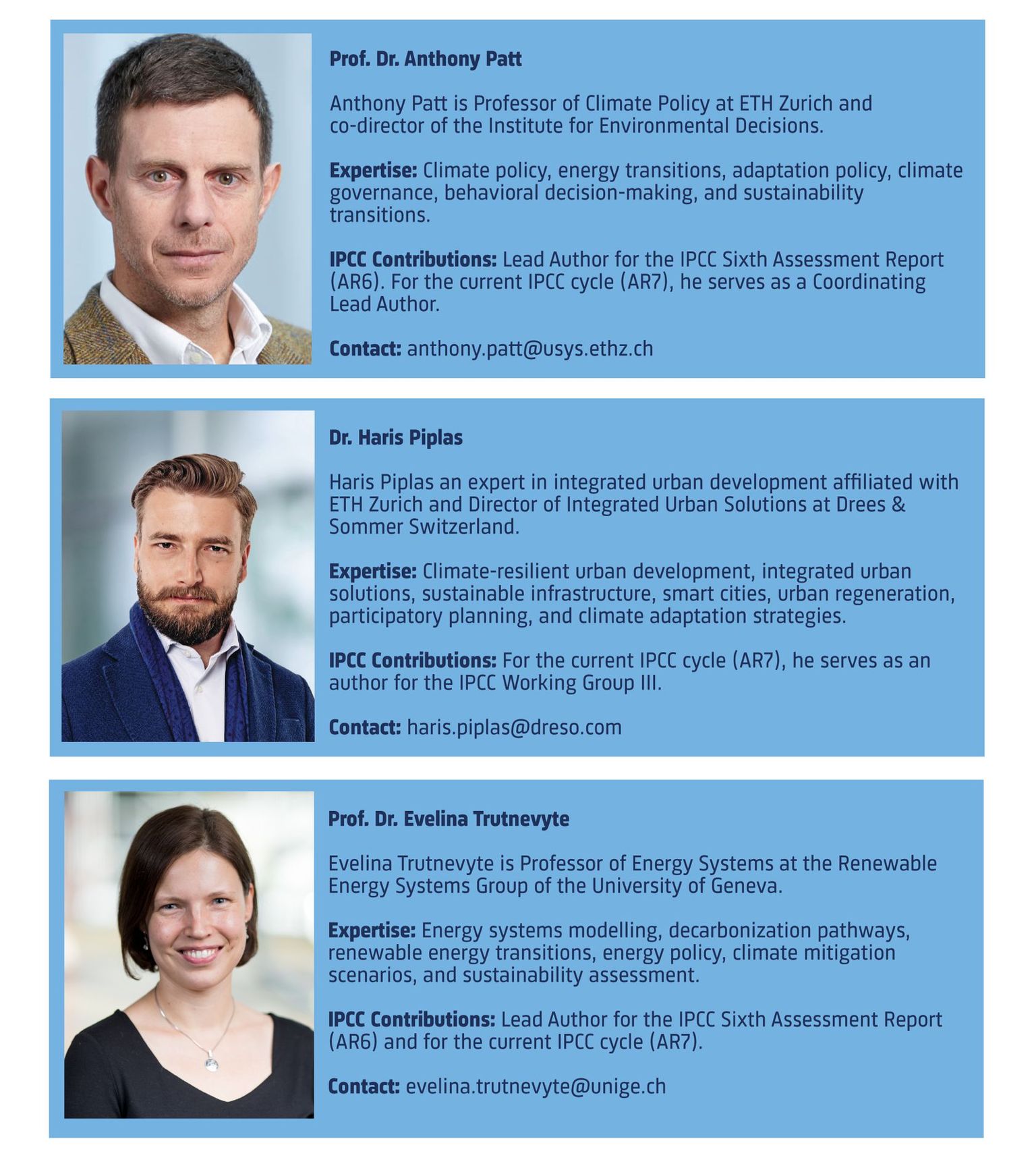 Swiss experts involved in the Seventh Assessment Cycle Report of WG III Swiss experts involved in the Seventh Assessment Cycle Report of WG III