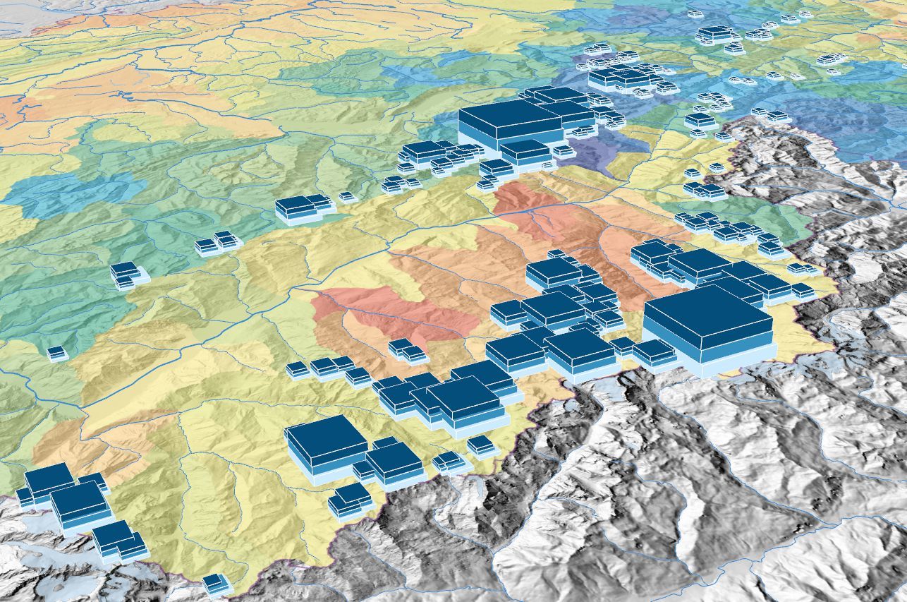Atlas de la Suisse 2016: visualisation des volumes des glaciers.