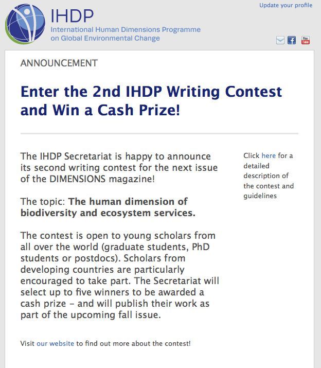 IHDP Writing Contest: Enter the 2nd IHDP Writing Contest and Win a Cash Prize