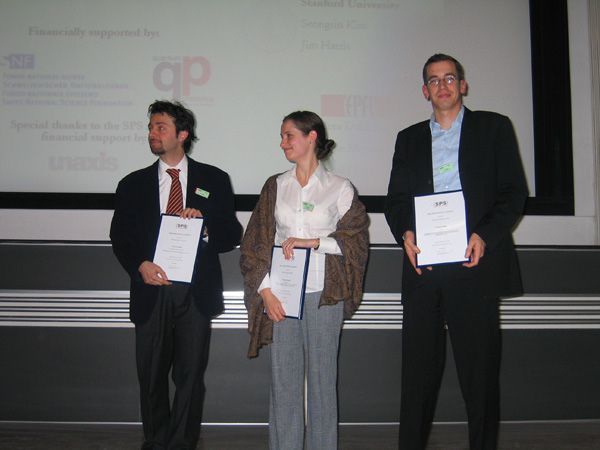 Die Gewinner der SPG Preise 2006: Giacomo Scalari, Patrycja Paruch, Christian Rüegg Die Gewinner der SPG Preise 2006: Giacomo Scalari, Patrycja Paruch, Christian Rüegg