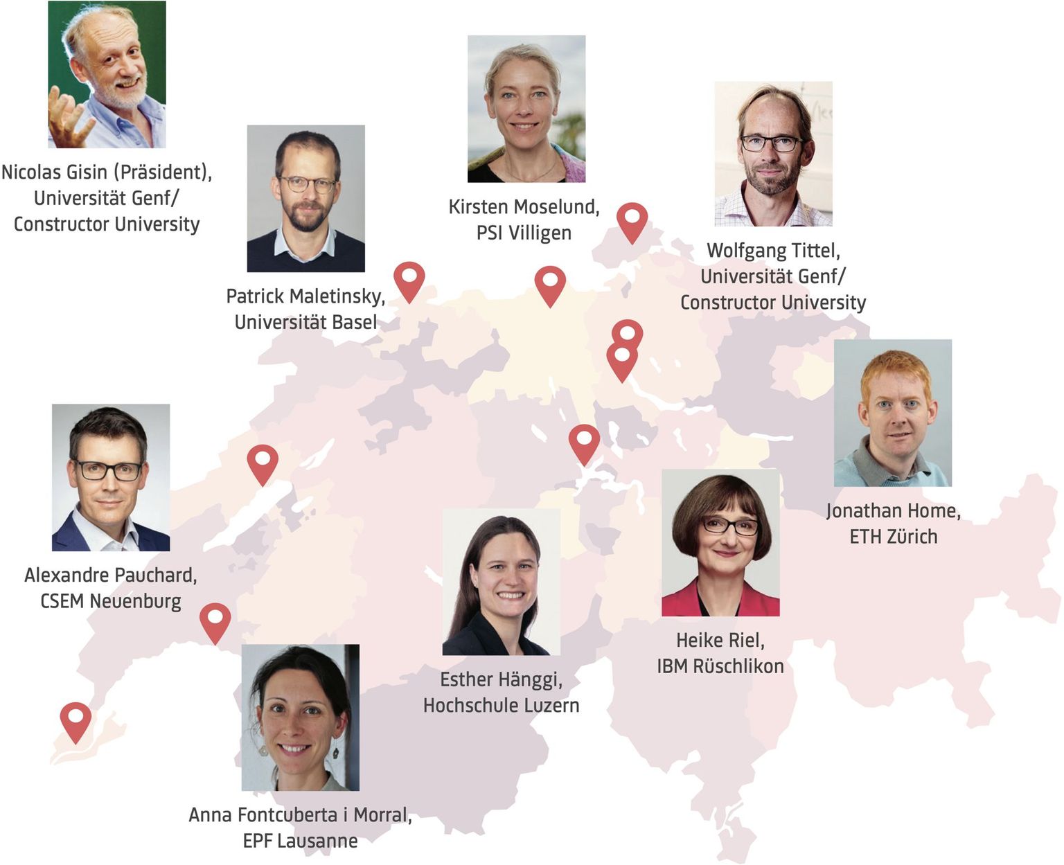 Die Mitglieder der Schweizer Quantenkommission stammen aus verschiedenen Forschungsinstitutionen aus der ganzen Schweiz. Die Mitglieder der Schweizer Quantenkommission stammen aus verschiedenen Forschungsinstitutionen aus der ganzen Schweiz.