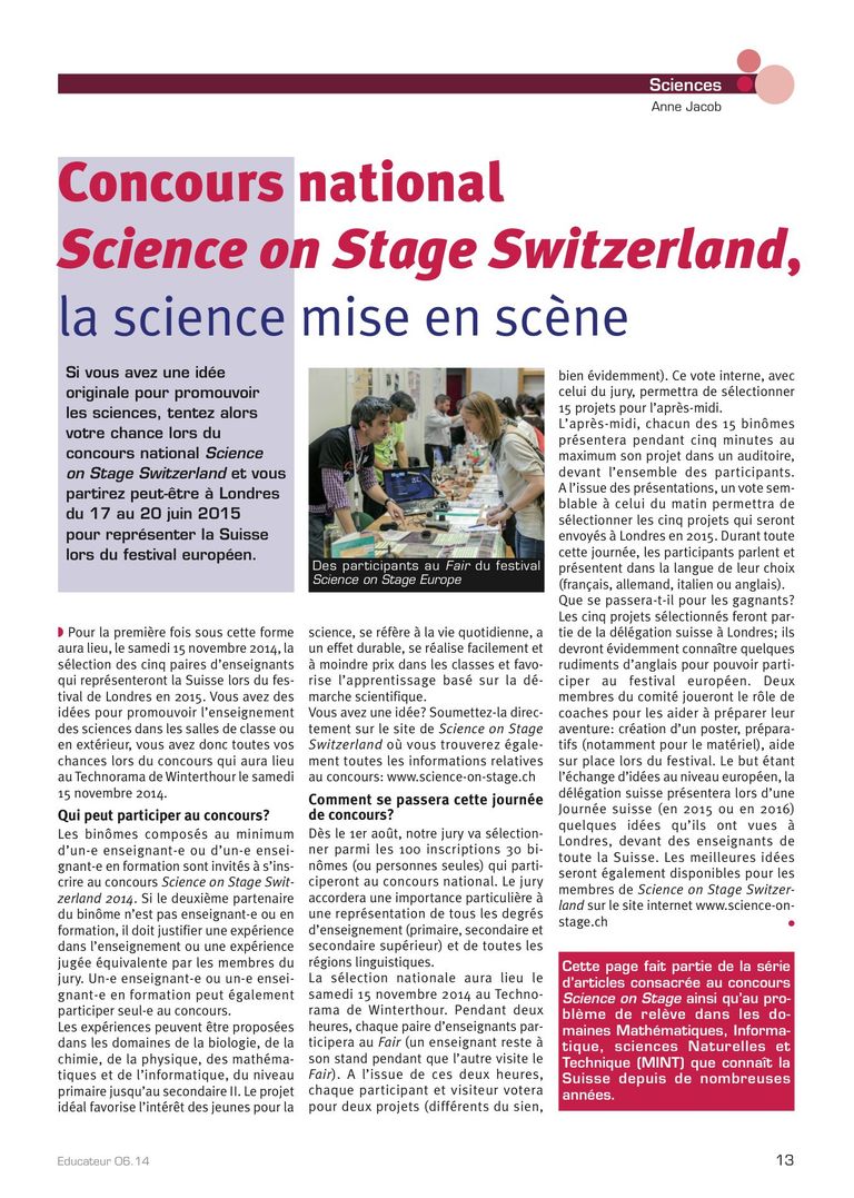 Science on Stage - l'Educateur 6/14