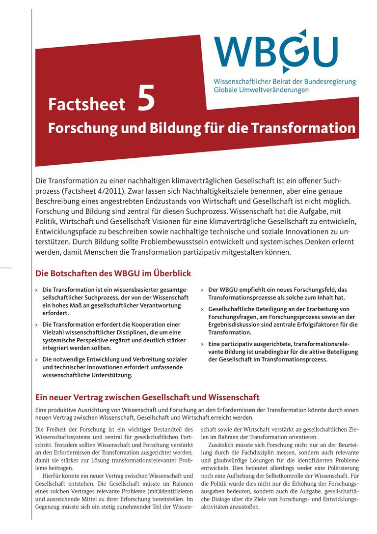 Download Factsheet: Forschung und Bildung für die Transformation