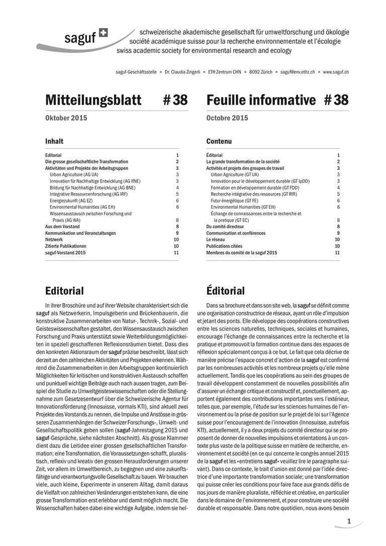 saguf-Mitteilungsblatt Nr. 38 (2015)