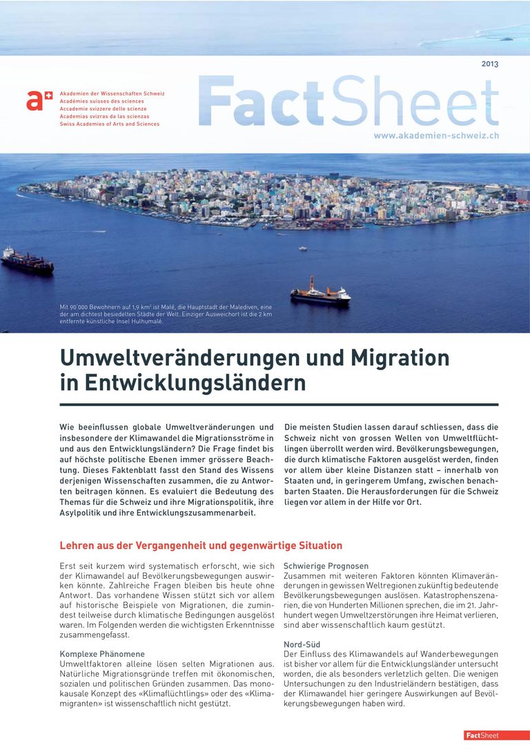 Faktenblatt Umweltveränderungen und Migration in Entwicklungsländern