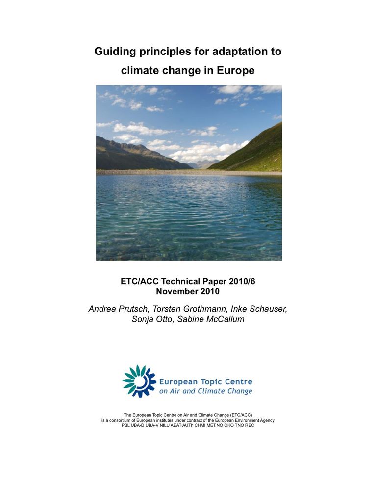 ETC/ACC Technical Paper 2010/6: Guiding principles for adaptation to climate change in Europe