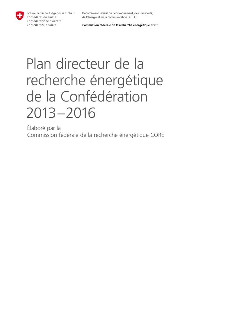 Recherche énergétique de la Confédération 2013 – 2016