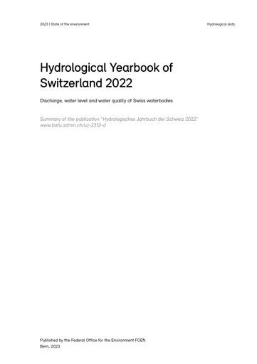 FOEN (2023) Hydrological Yearbook of Switzerland 2022 (Summary)