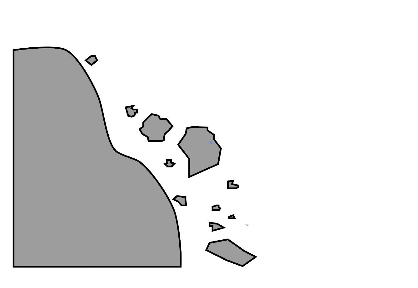 Schematische Darstellung von Steinschlägen