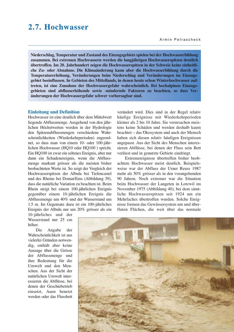 Kapitel aus OcCC-Bericht: Hochwasser