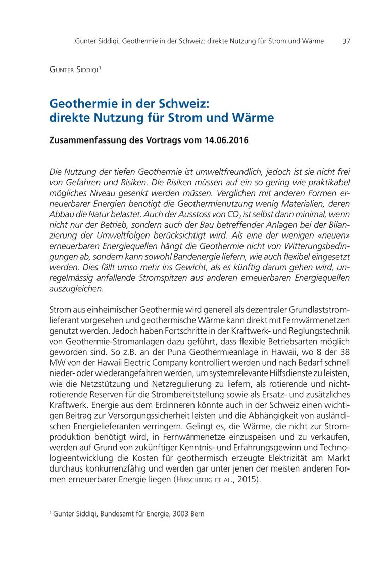 Geothermie in der Schweiz: direkte Nutzung für Strom und Wärme