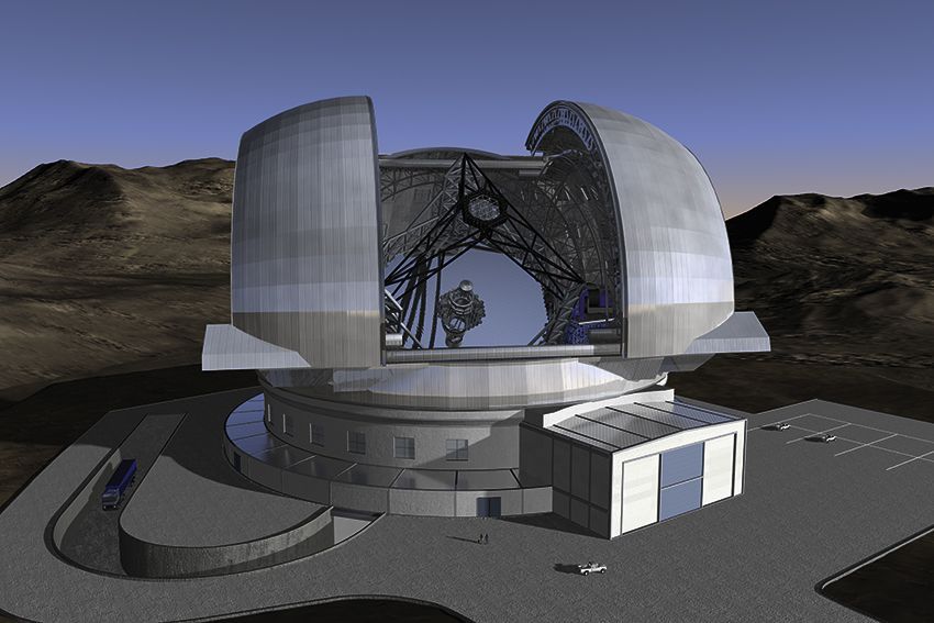 The ESO Extremely Large Telescope (ELT) is a 39 m-class telescope that will be the largest optical/near-infrared telescope world-wide and gathering 16 times more light than the largest optical telescopes existing today. It will be able to correct for the atmospheric distortions from the star, providing images 16 times sharper than those from the Hubble Space Telescope. The ELT will enable detailed studies of planets around other stars, the first galaxies in the Universe, super-massive black holes, and the nature of the Universe’s dark sector.