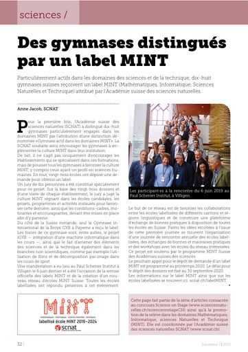 label MINT - l'Educateur 07/2019
