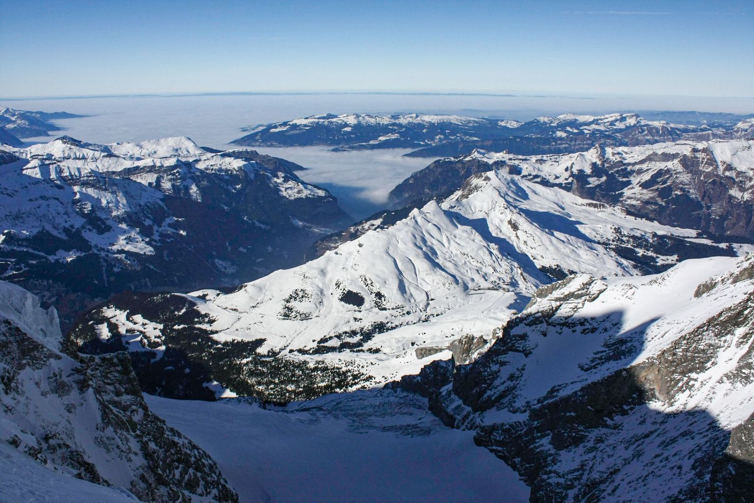NW view from Jungfraujoch on the Bernese Oberland (BE)