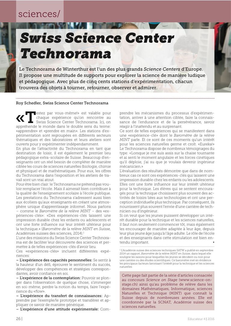 Technorama - l'Educateur 04/16