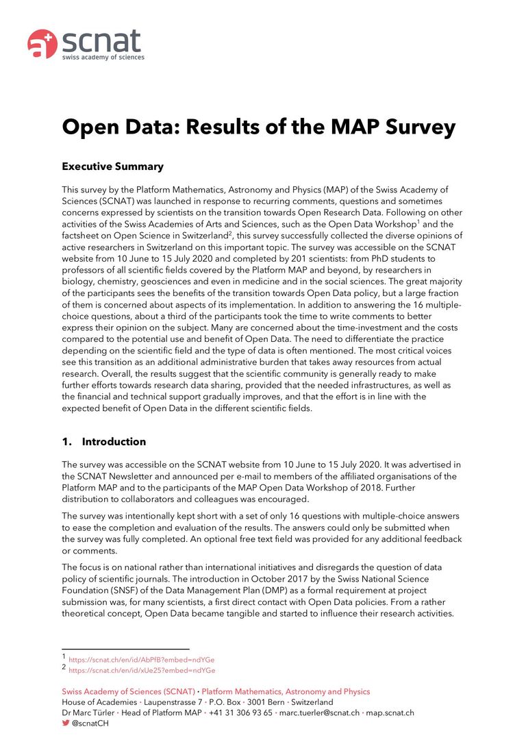 Open Data: Results of the Survey by the Platform MAP