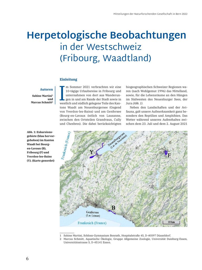 Herpetologische Beobachtungen in der Westschweiz