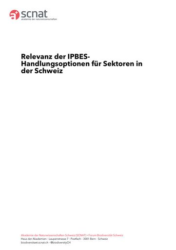 Relevanz der IPBES-Handlungsoptionen für Sektoren in der Schweiz