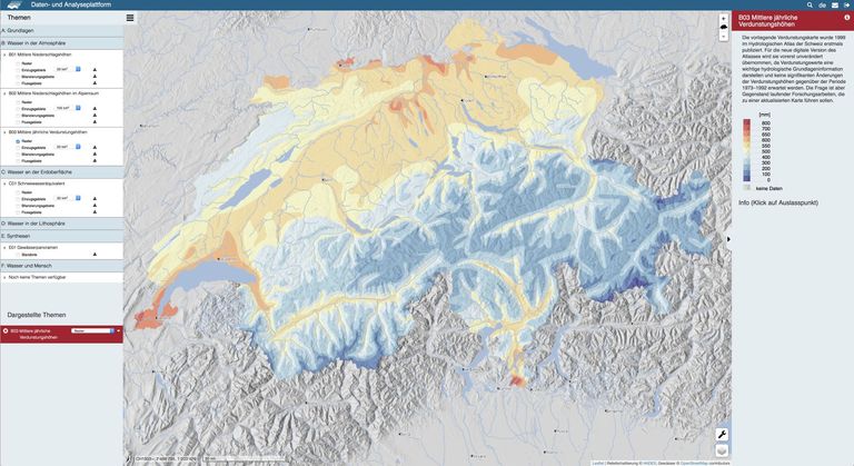 Hydrologischer Atlas Schweiz, Daten- und Analyseplattform