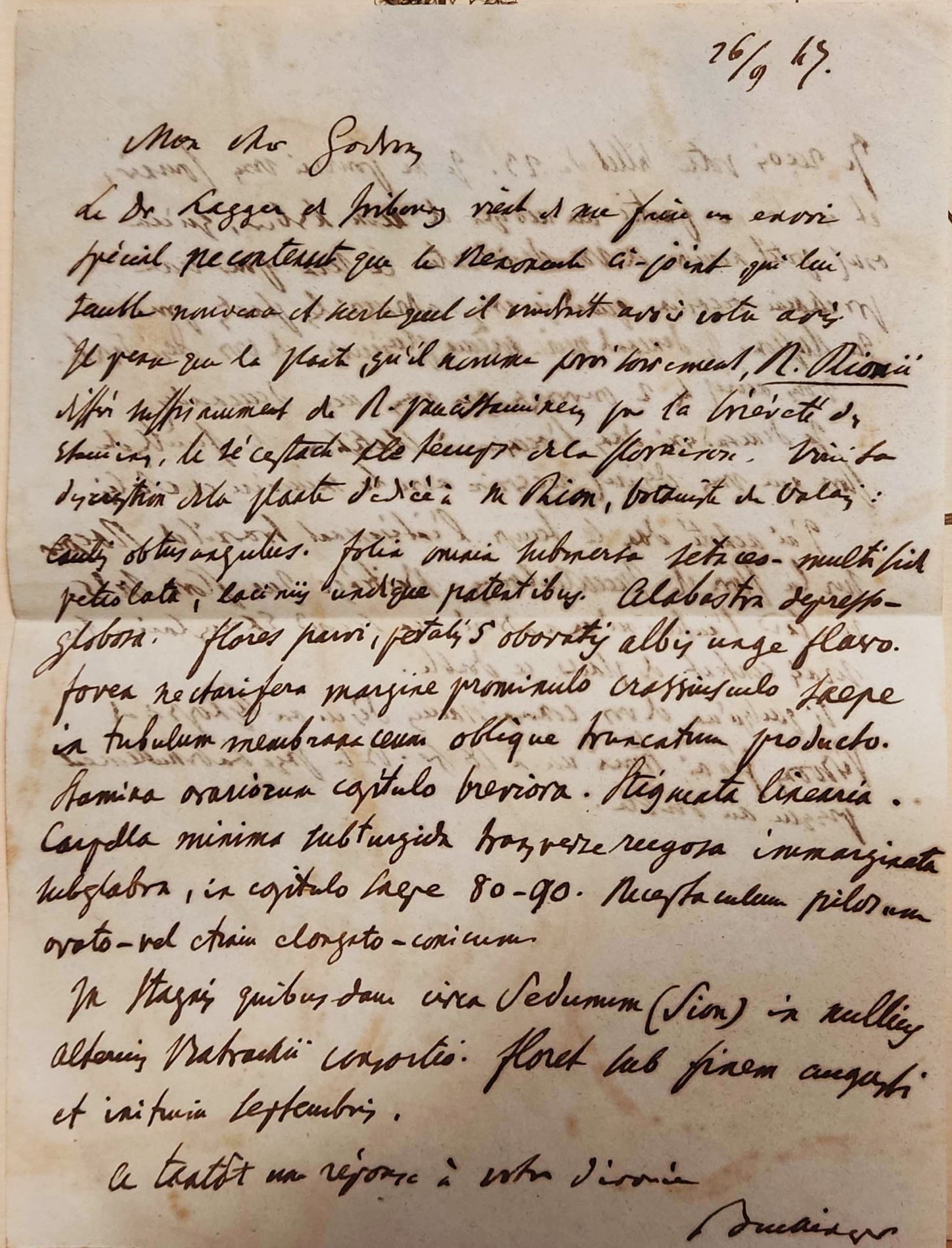 Lettre manuscrite de Franz Joseph Lagger
