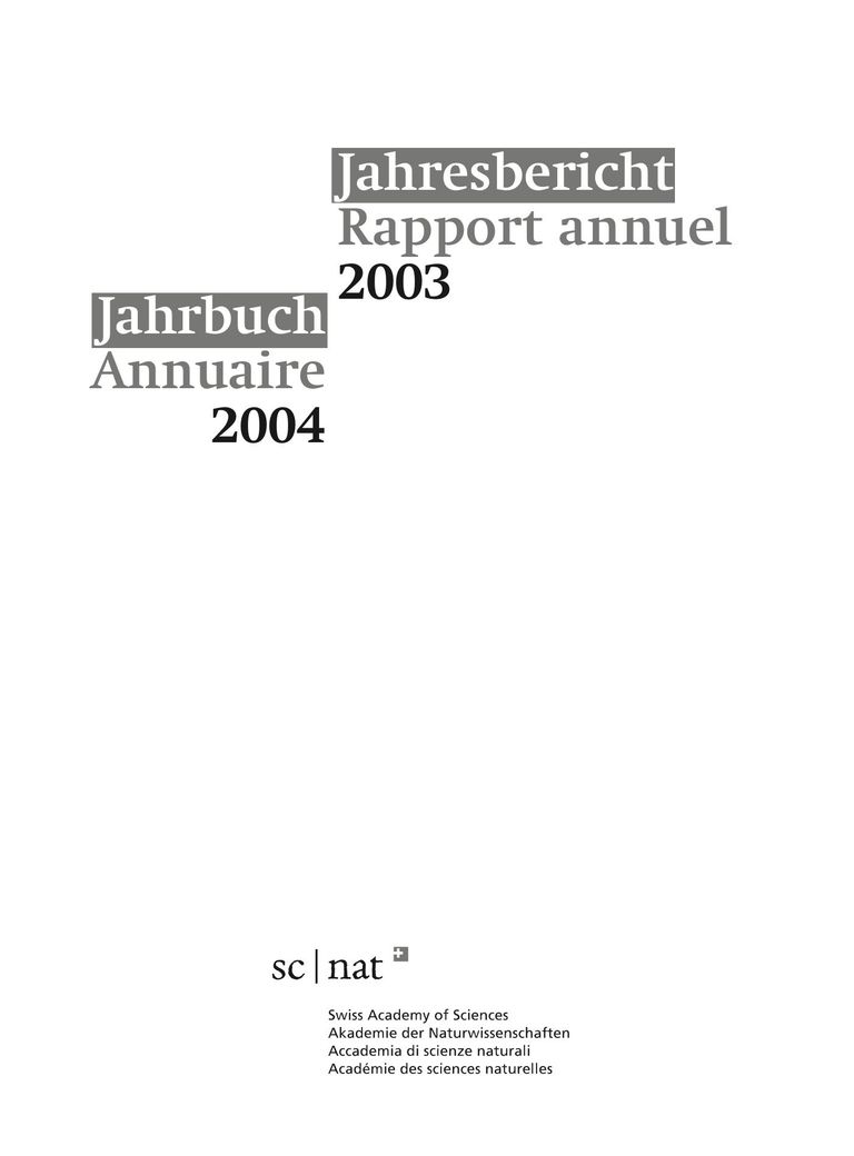 Jahrbuch 2004 der SCNAT