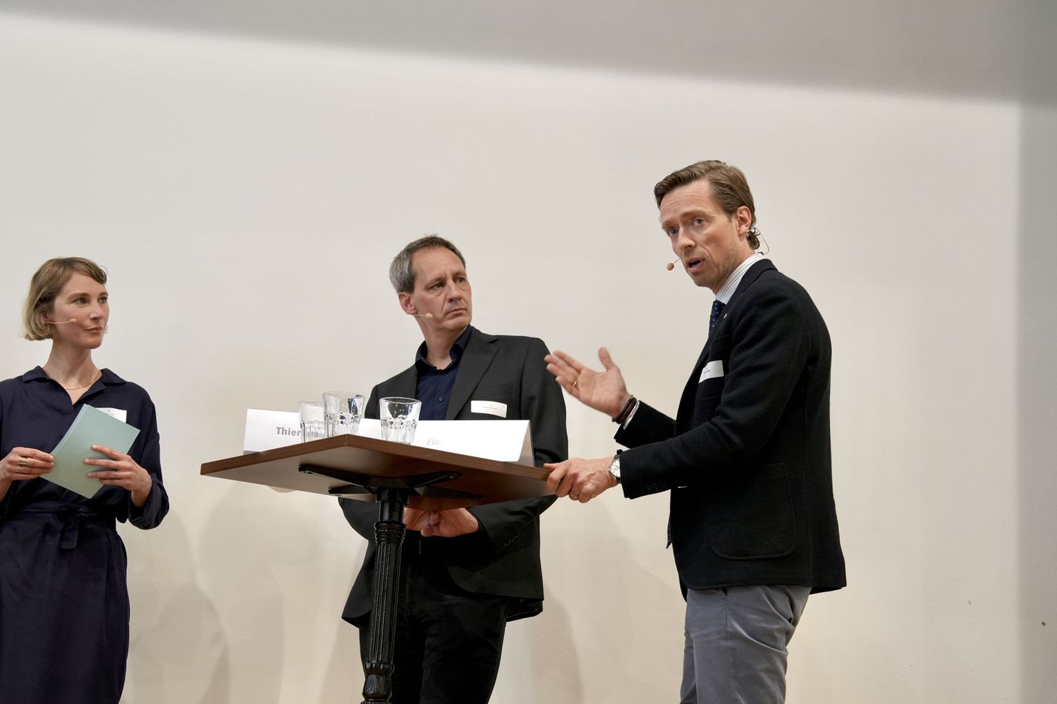 Eliane Leiser (Moderation), Thierry Strässle und Florian Lüthy
