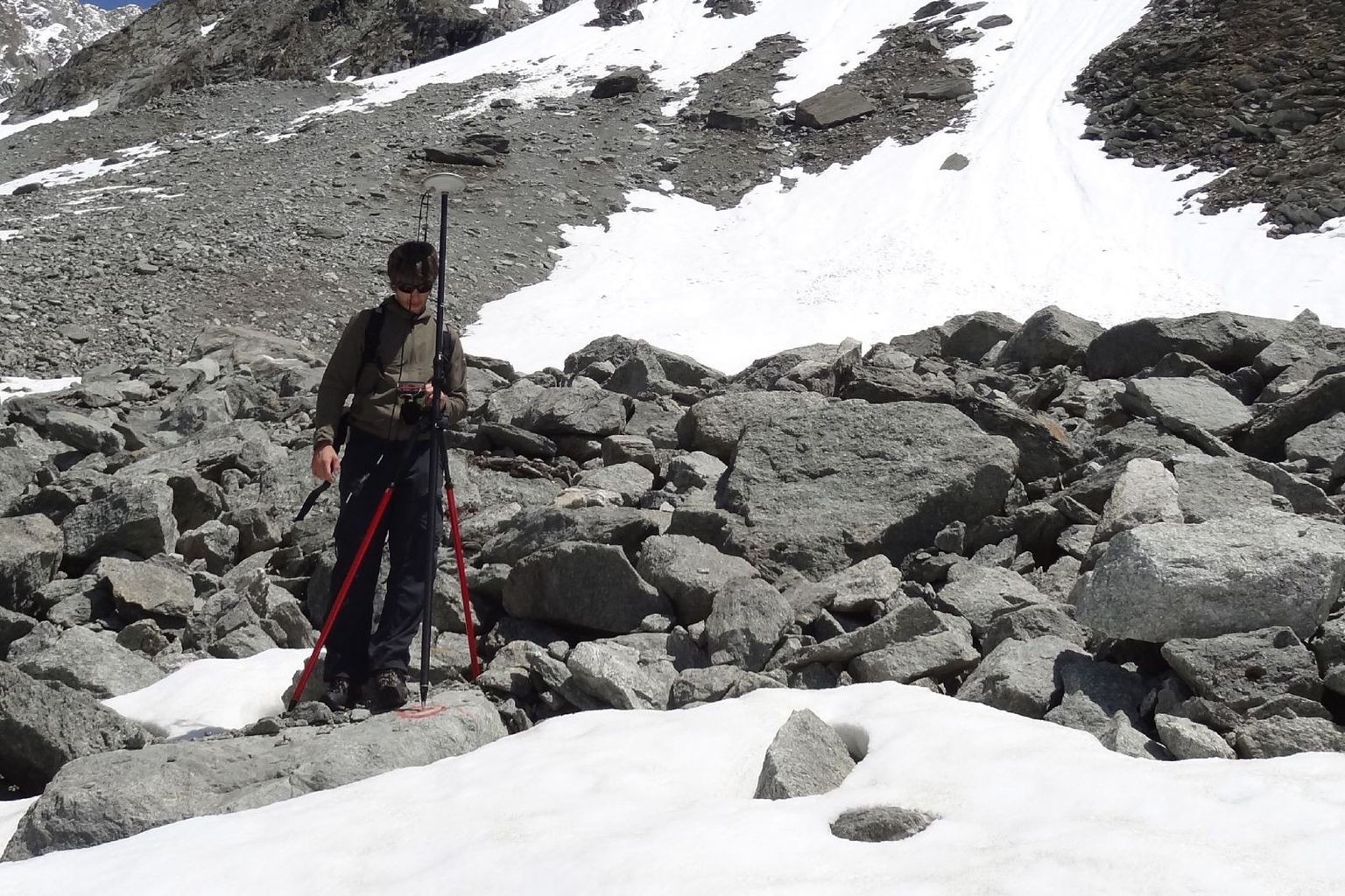 Mesures GPS différentiels sur le glacier rocheux de Tsarmine.