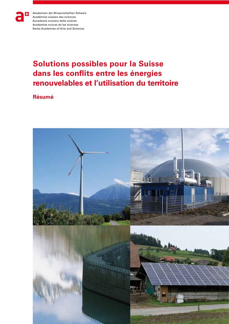 Rapport: Solutions possibles pour la Suisse dans les conflits entre les énergies renouvelables et l’utilisation du territoire - Resumé