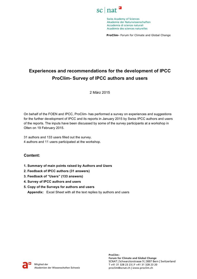 Report: IPCC Future - Experiences and recommendations for the development