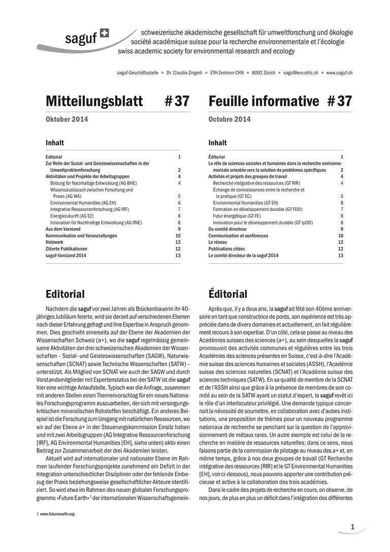 saguf-Mitteilungsblatt Nr. 37 (2014)