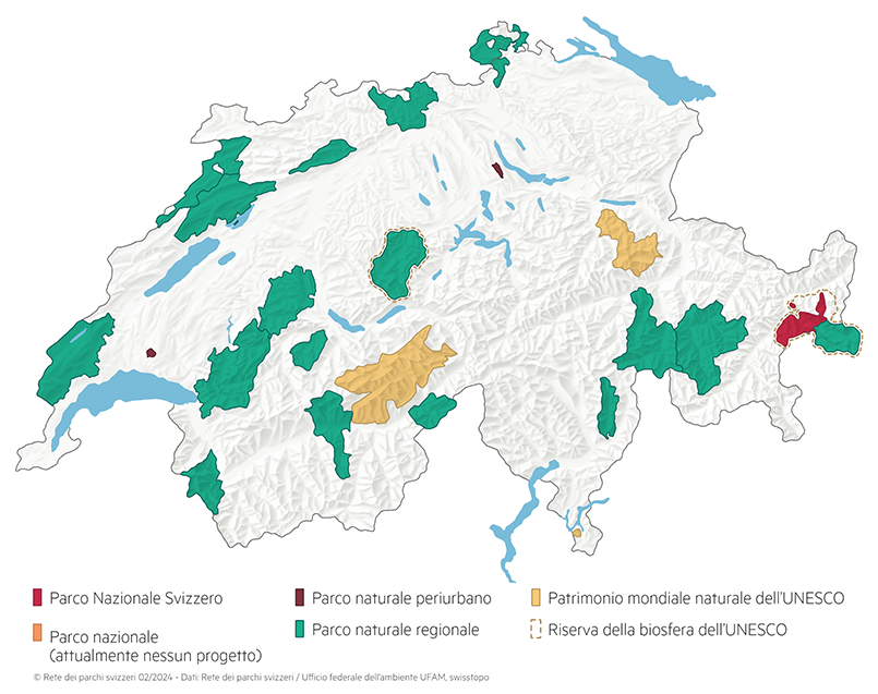 Karte Netzwerk Schweizer Pärke