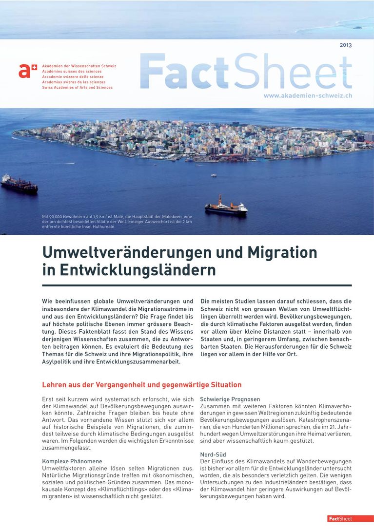 Fact Sheet: Umweltveränderungen und Migration in Entwicklungsländern