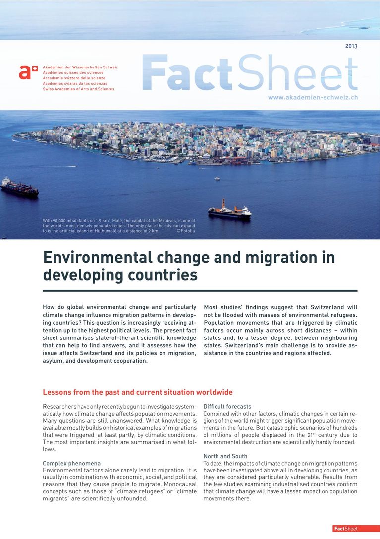 a+ Fact Sheet (English): Environmental change and migration in developing countries