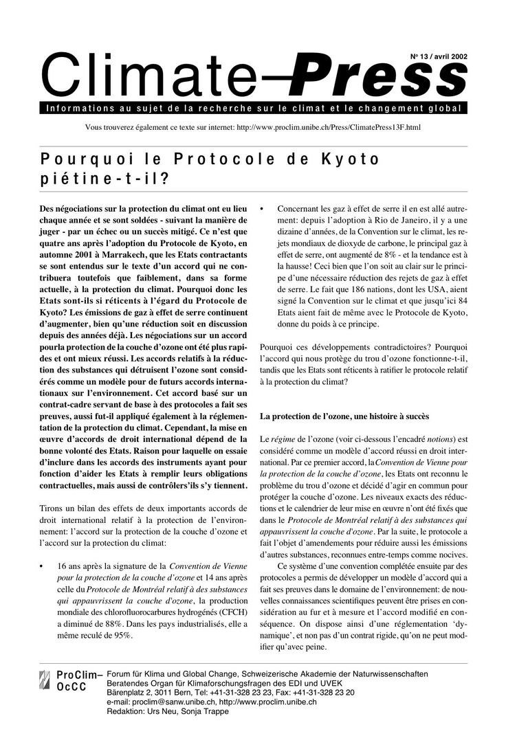 Pourquoi le Protocole de Kyoto piétine-t-il ?