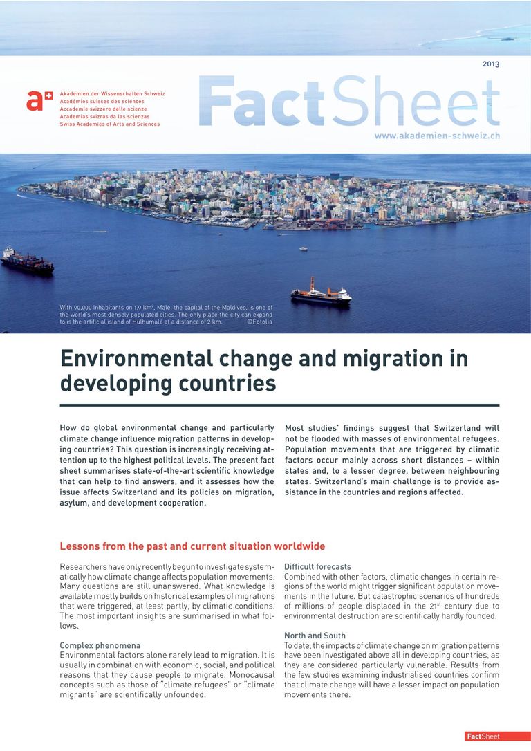 Factsheet: Environmental change and migration in developing countries