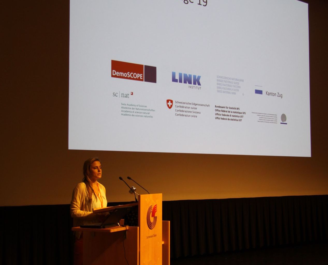 In 2019, Stella Bollmann was elected President of the Swiss Statistical Society. Here she is holding the opening speech of the Statistics Days.