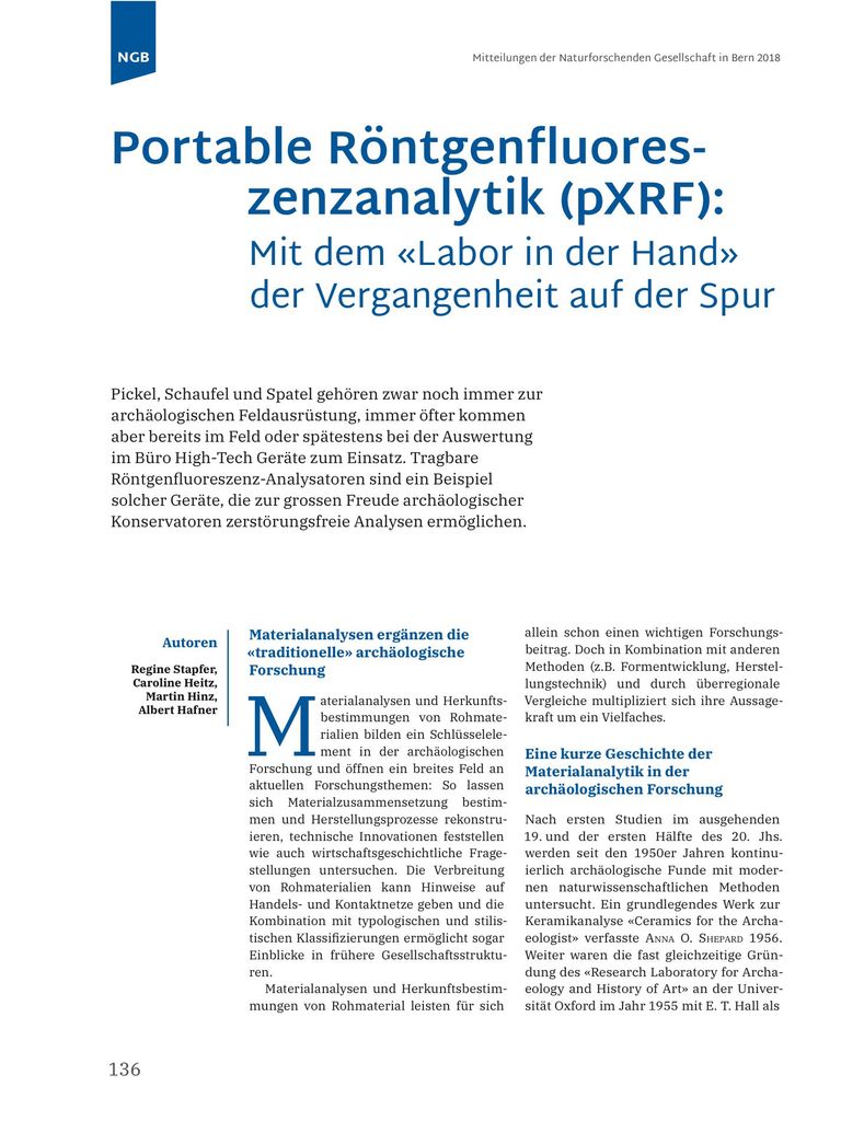 Portable Röntgenfluoreszenzanalytik (pXRF)