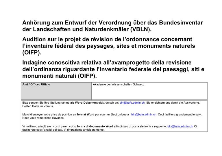 Verordnung über das Bundesinventar der Landschaften und Naturdenkmäler
