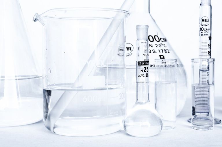 chemistry liquid white glass bottle research