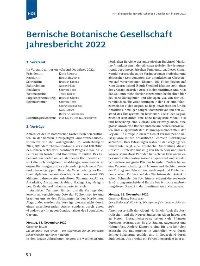 Bernische Botanische Gesellschaft Jahresbericht 2022