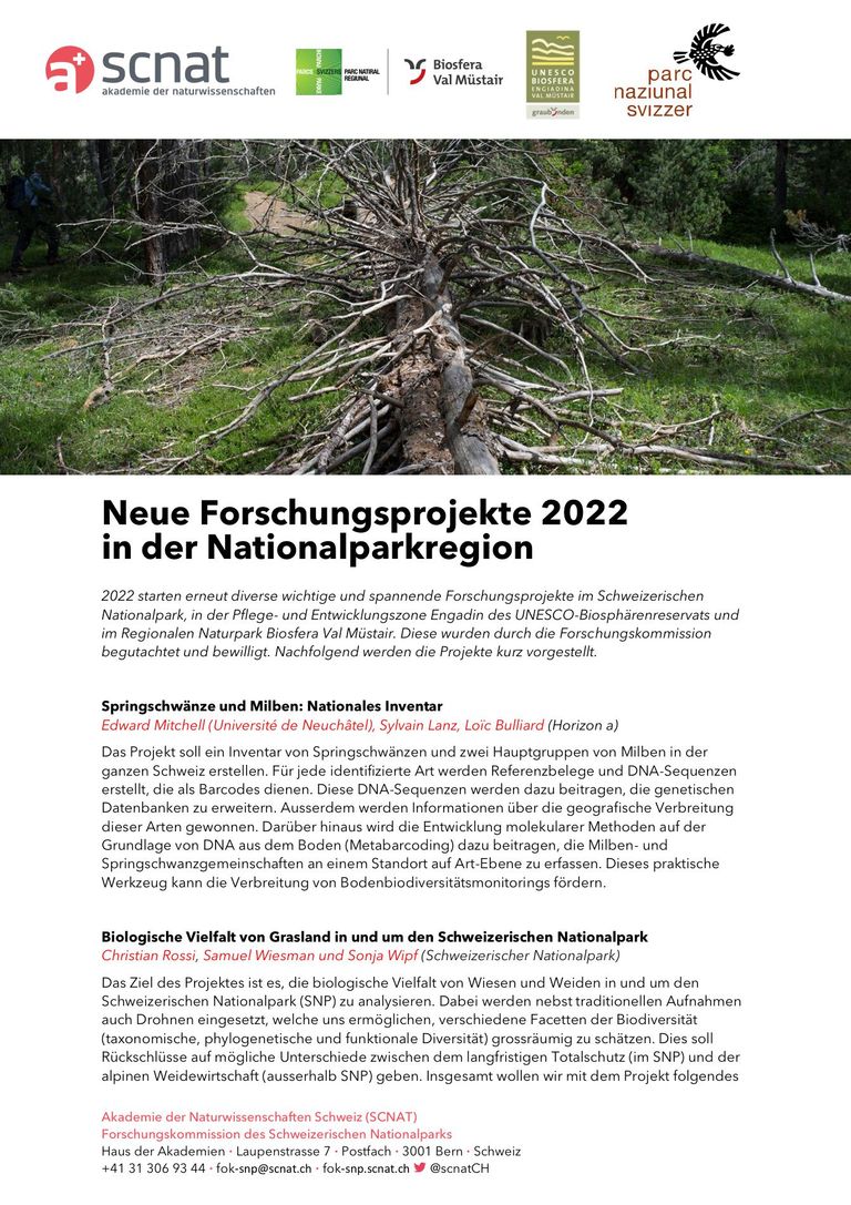 Neue Forschungsprojekte in der Nationalparkregion 2022