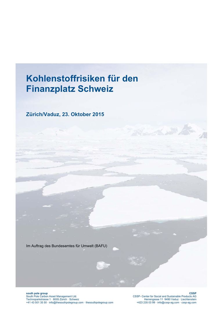 Publikation: Kohlenstoffrisiken für den Finanzplatz Schweiz: Kohlenstoffrisiken für den Schweizer Finanzplatz