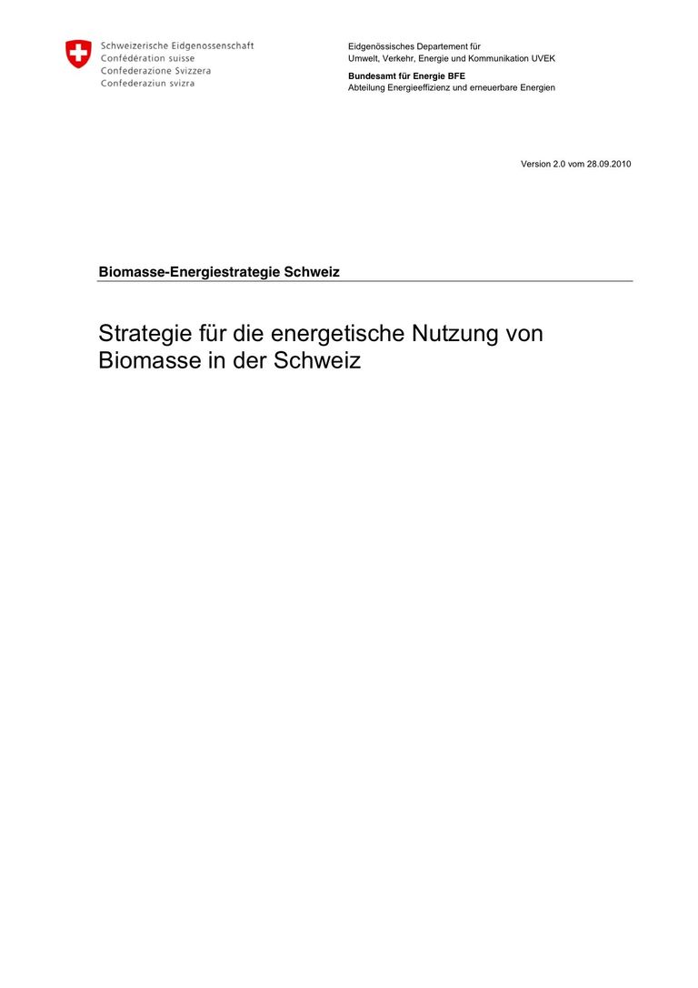 Bericht: Strategie für die energetische Nutzung von Biomasse in der Schweiz