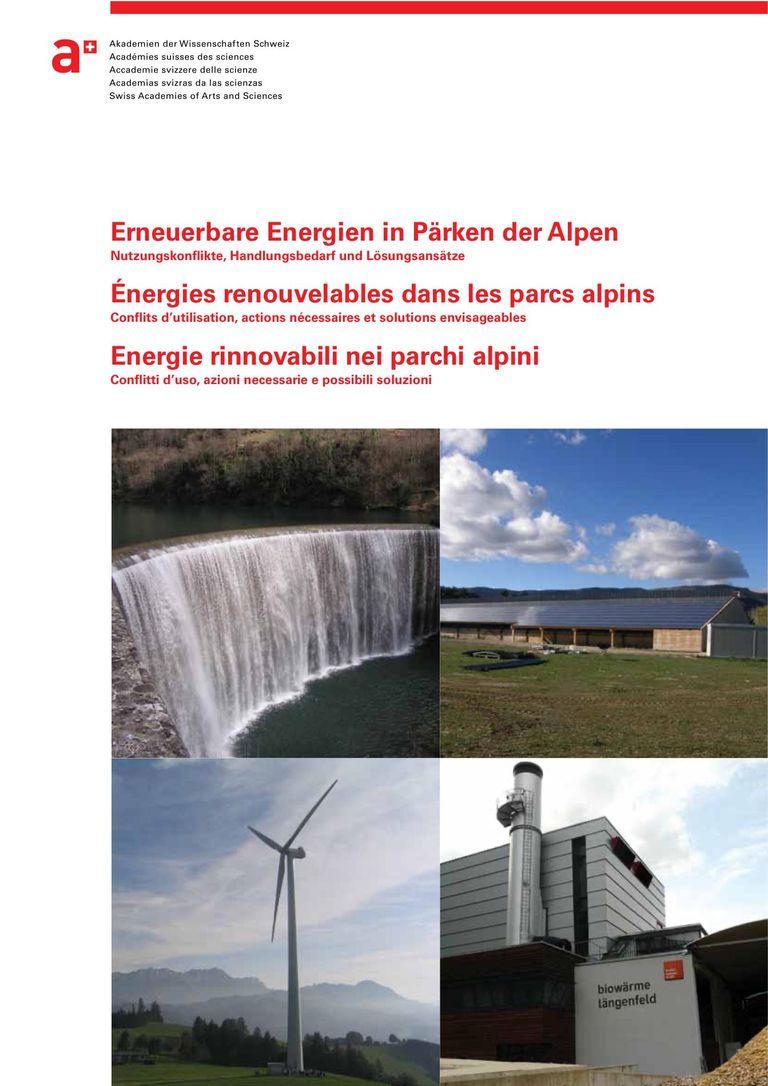 Gesamtbericht und Sprachversionen d,f,i: Erneuerbare Energien in Pärken der Alpen