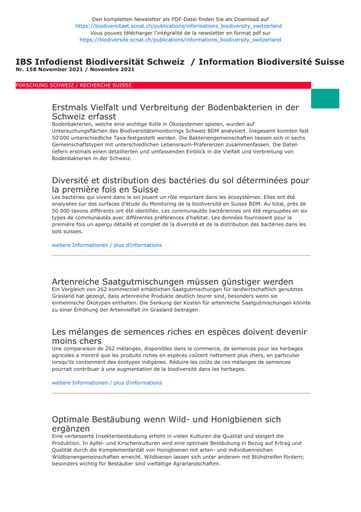 Information Biodiversité Suisse IBS no. 158